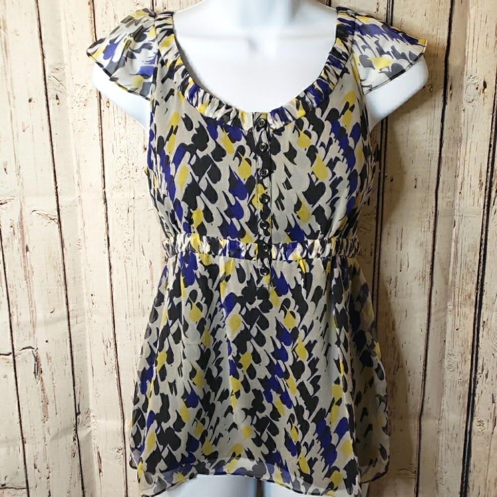 Alfani silk abstract print sleeveless blouse top